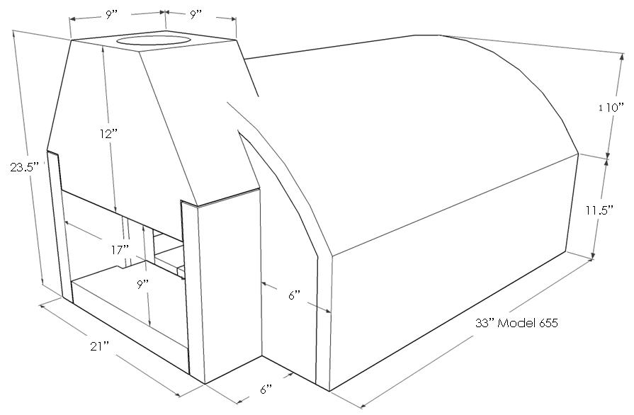 Model 655 with dimensions