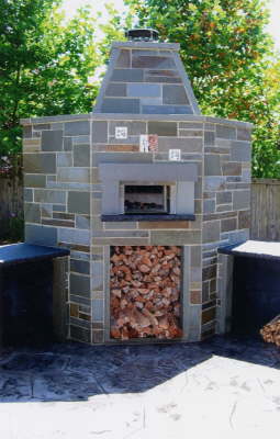 Wood fired oven installation with Pennsylvania blue ston