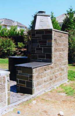 Rear detail of wood fired oven installation
