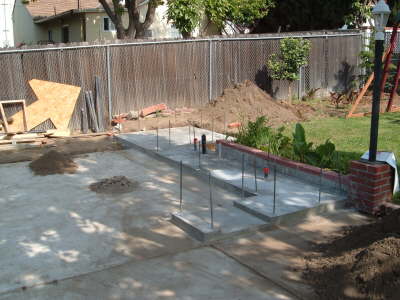 Outdoor kitchen slab with utilities stubbed out