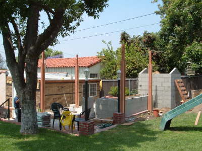 Pergola posts set on post footings