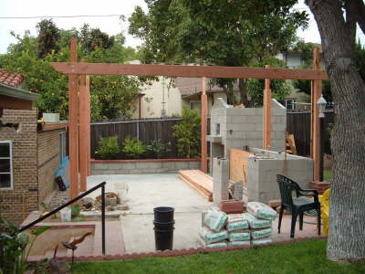 Redwood pergola progress